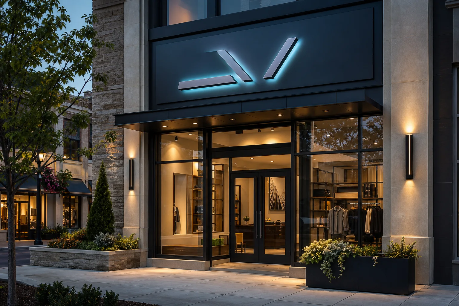 Premium illuminated exterior storefront signage